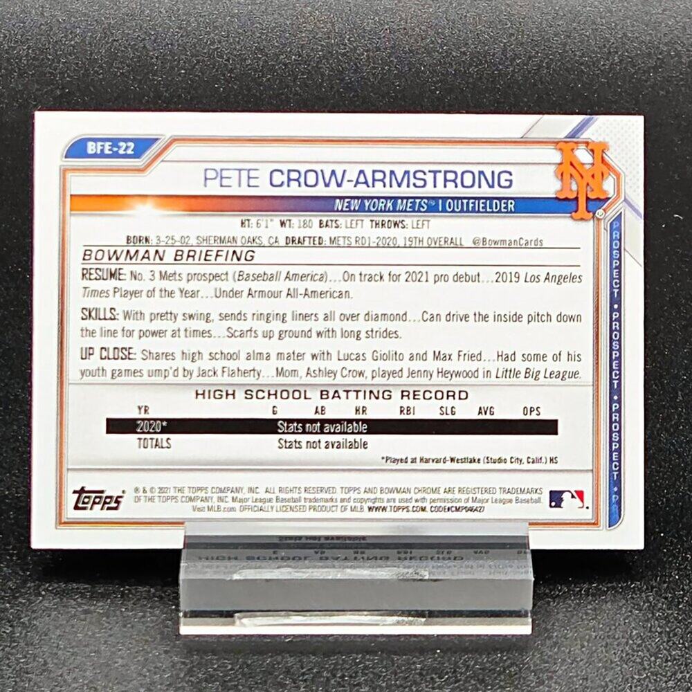 Pete Crow-Armstrong Bowman 1st Edition Prizm RC Chicago Cubs Star - Picture 5 of 7